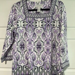 Alfred Dunner Lavender and Gray Patterned Blouse